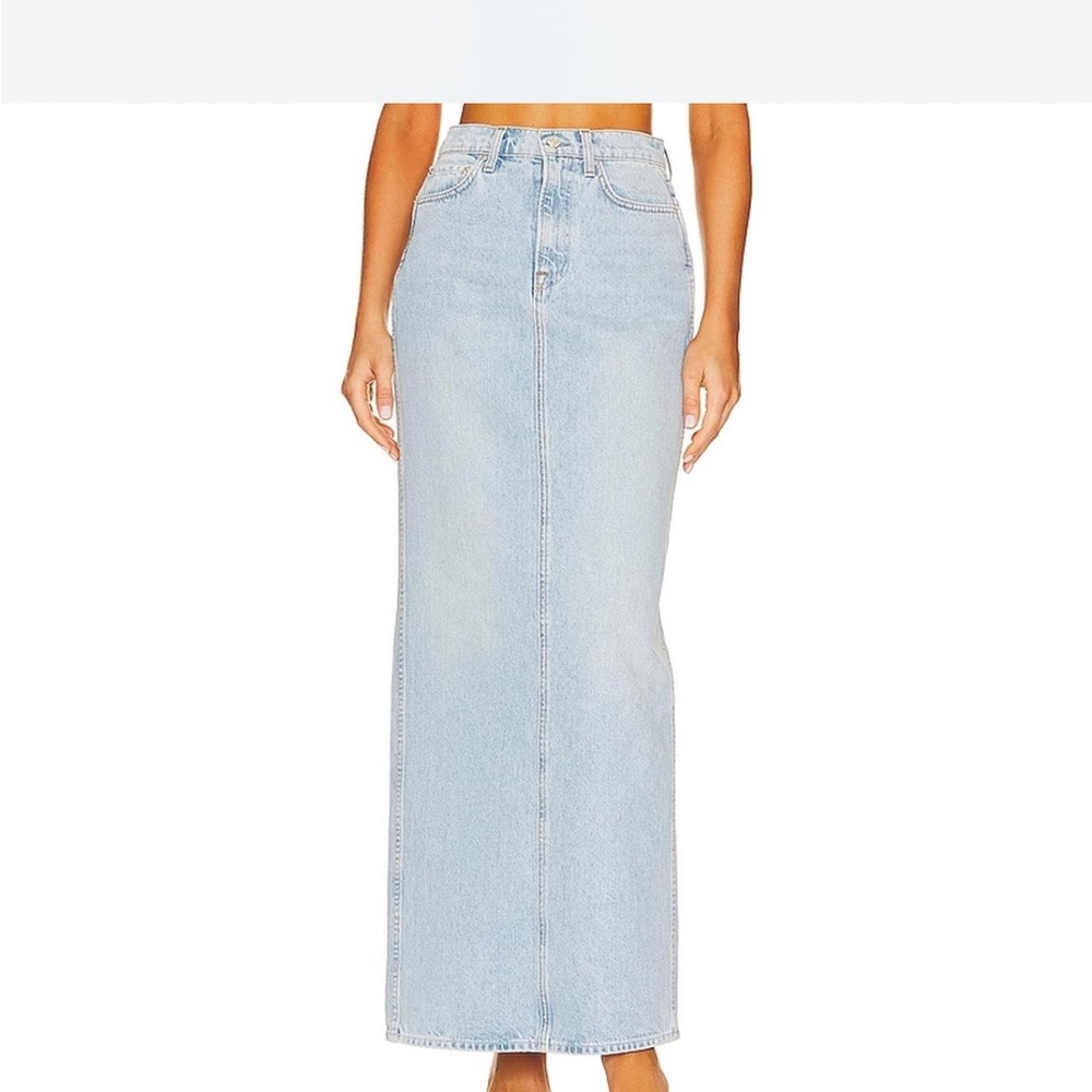 GRLFRND 'Amara' Blue Cotton Pencil Skirt